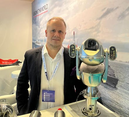 Sales Manager Lars Sande is presenting several products for autonomous solutions at the Europort 2023 Exhibition.
