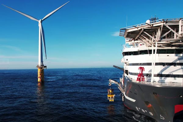 Offshore vessel and wind turbines